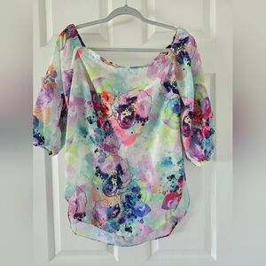 Floral satin blouse in size S